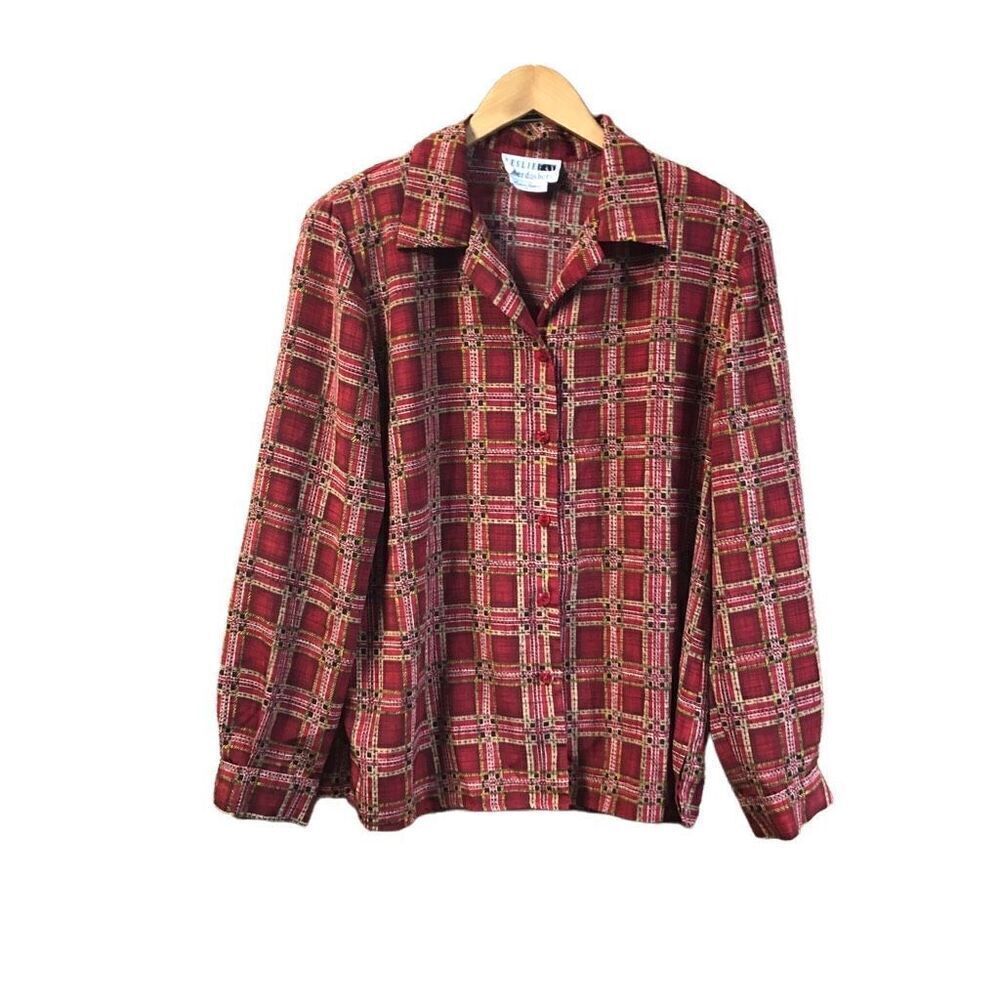 Leslie Fay Haberdashery Size 14 Vintage Shoulder Pads 80s Shirt
